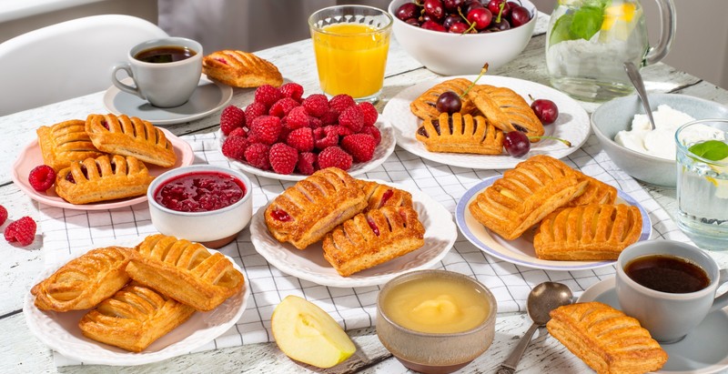 Mini pastries on breakfast table